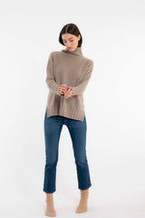 Cashmere Saddle Shoulder Sweater Dark Beige