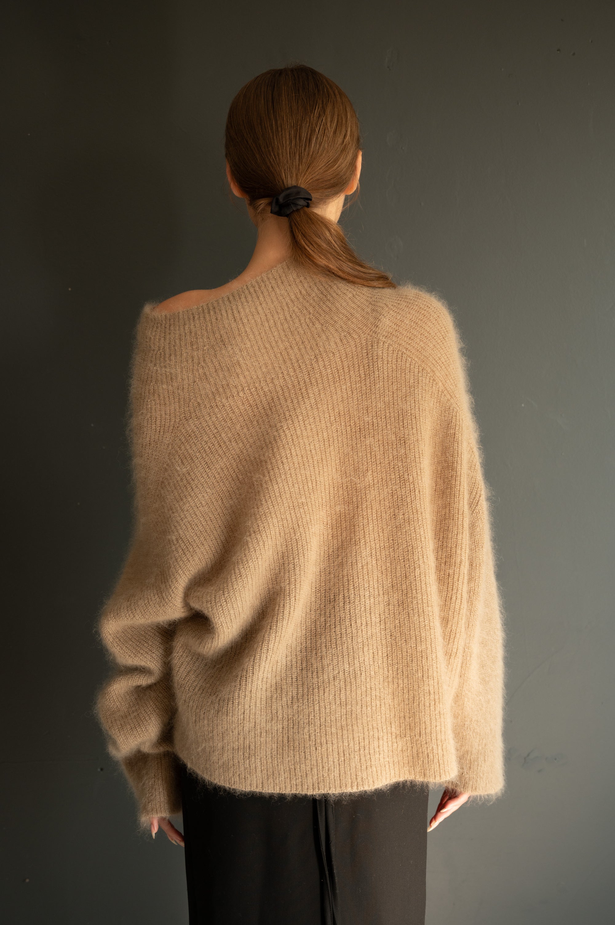 Mohair & Silk loose fit sweater in Beige