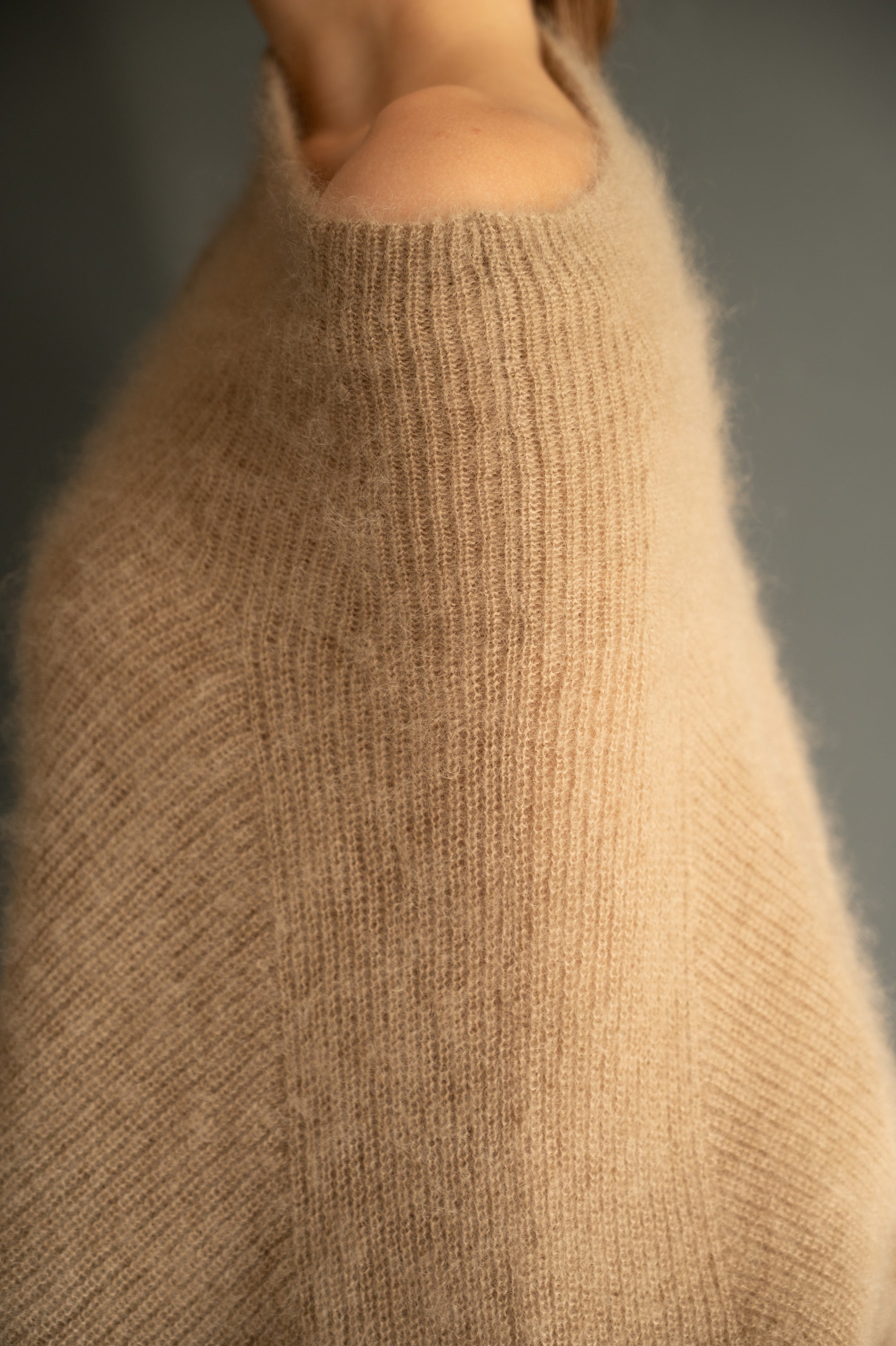 Mohair & Silk loose fit sweater in Beige