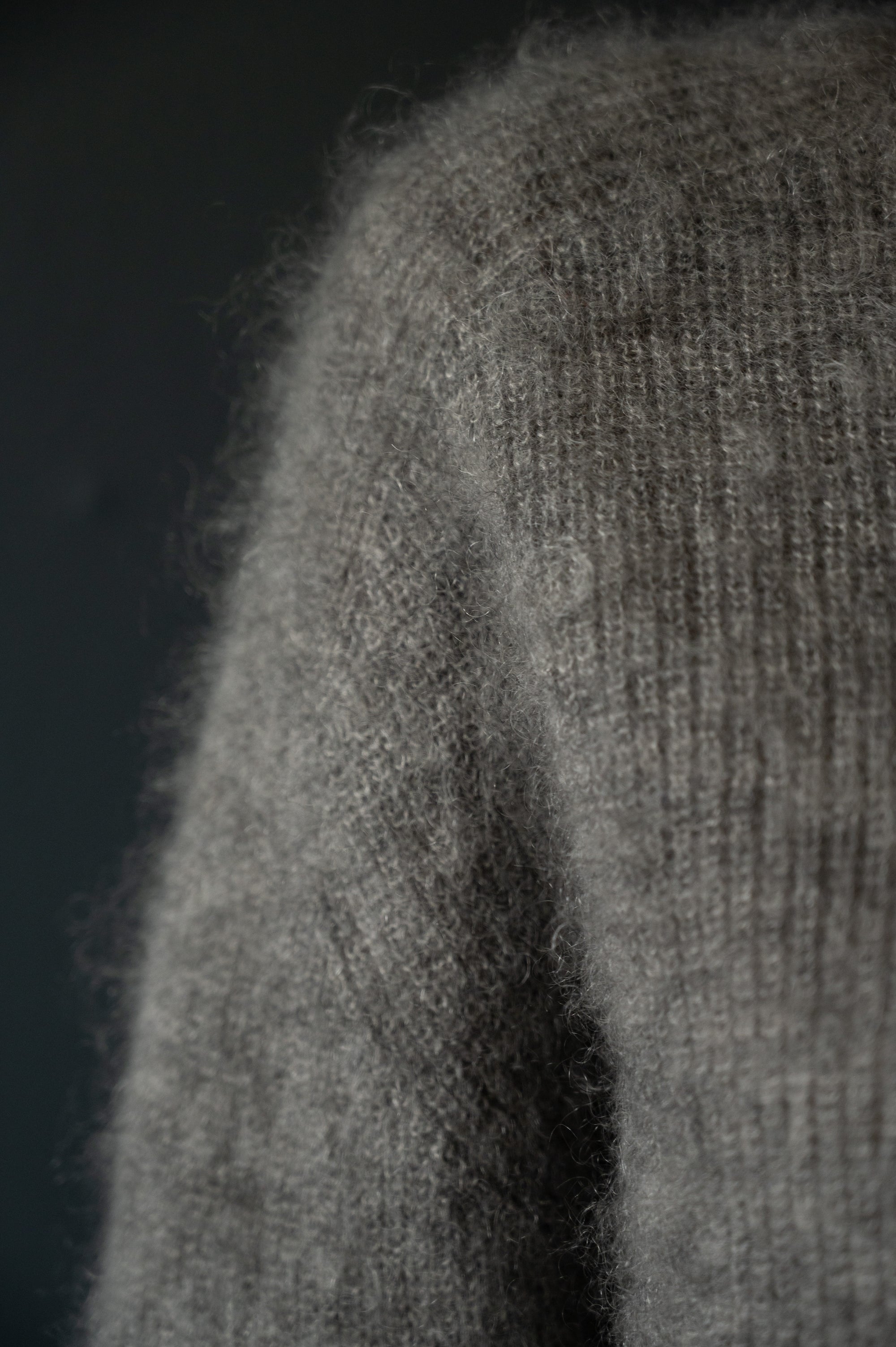 Mohair & Silk Cropped Sleeves Sweater in Grey