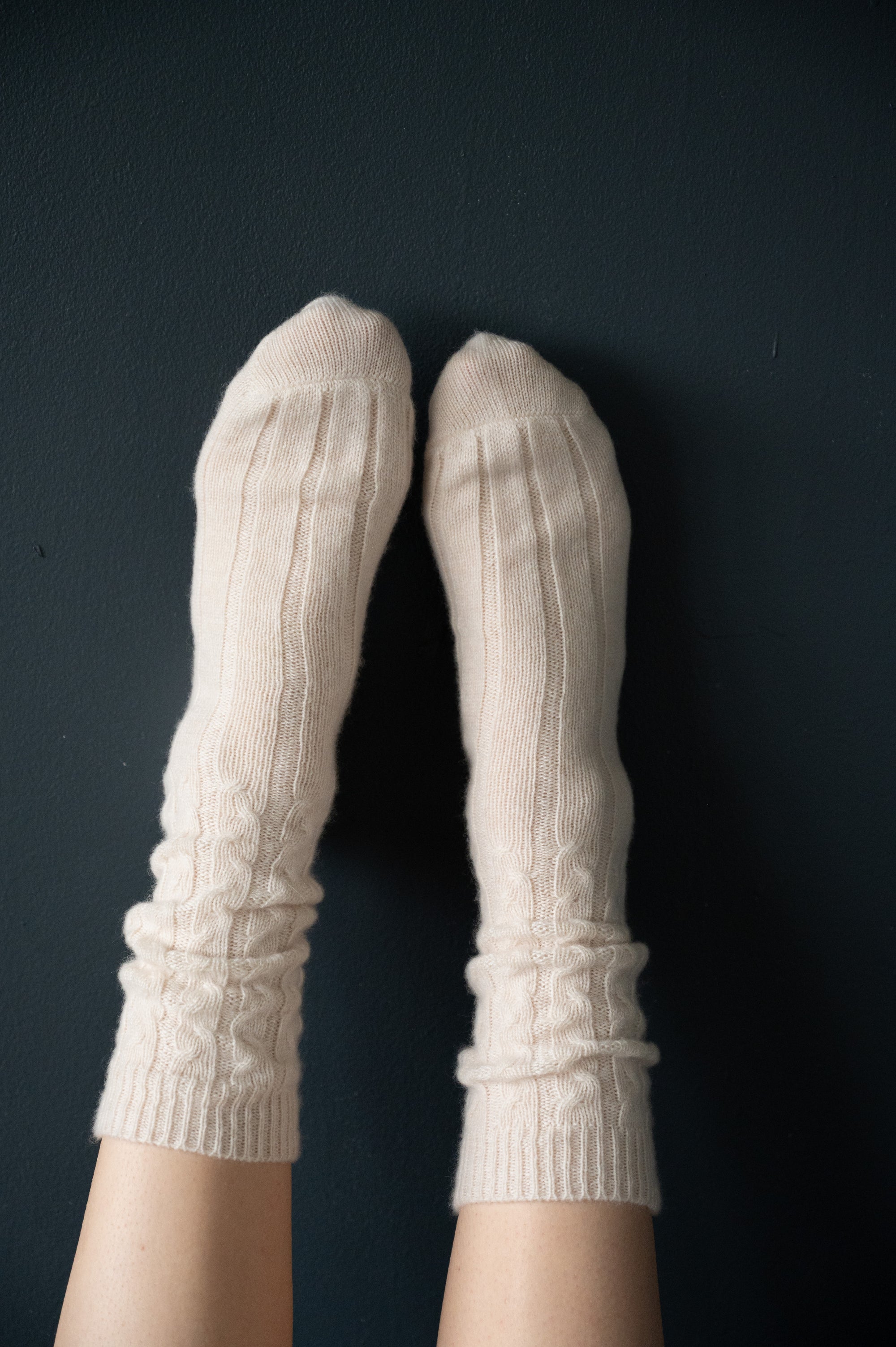 Cashmere Bed Socks in Aran Stitch