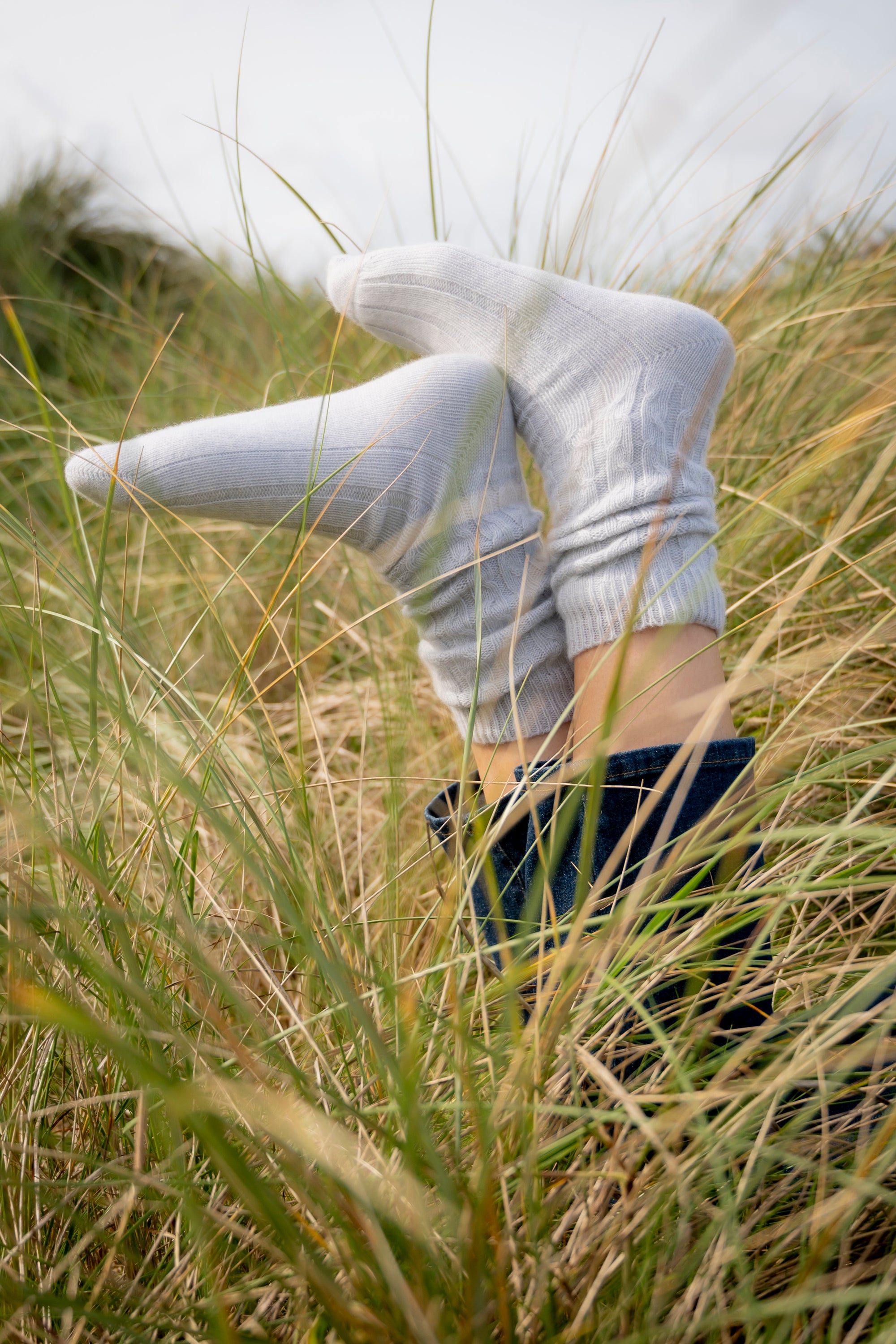 Chaussettes de lit en cachemire au point d'Aran