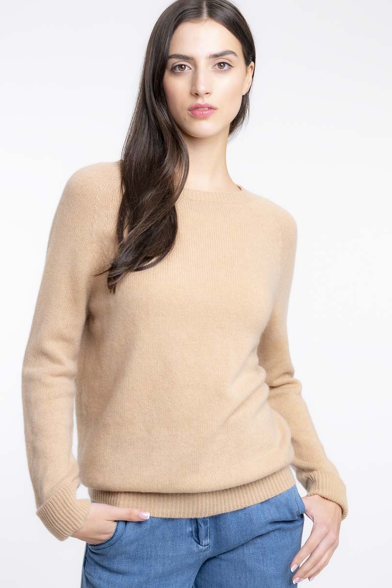 Pull Raglan Cachemire Beige Clair