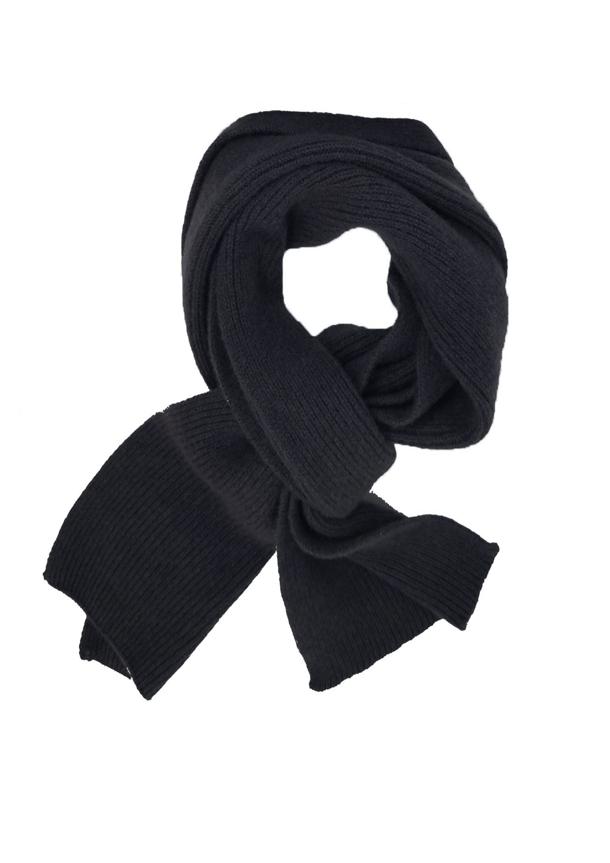 Men&#39;s Cashmere Rib Scarf Black
