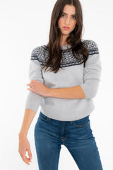 Fair Isle Cashmere Sweater Grey