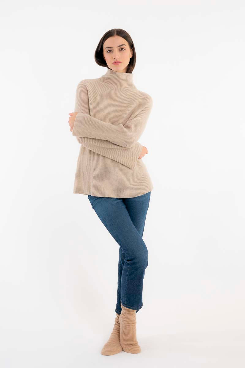 Ribbed Cashmere Sweater Light Beige