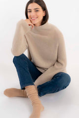 Ribbed Cashmere Sweater Light Beige