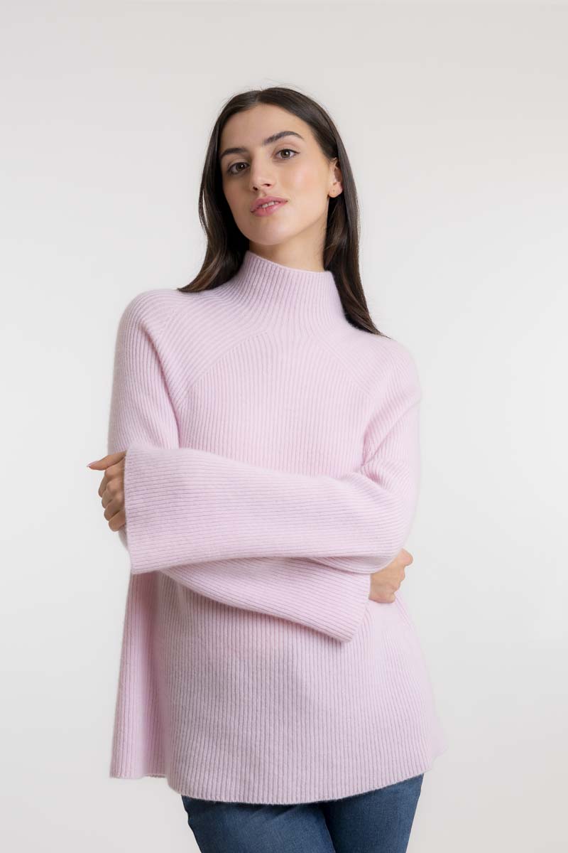 Ribbed Cashmere Sweater Light Pink