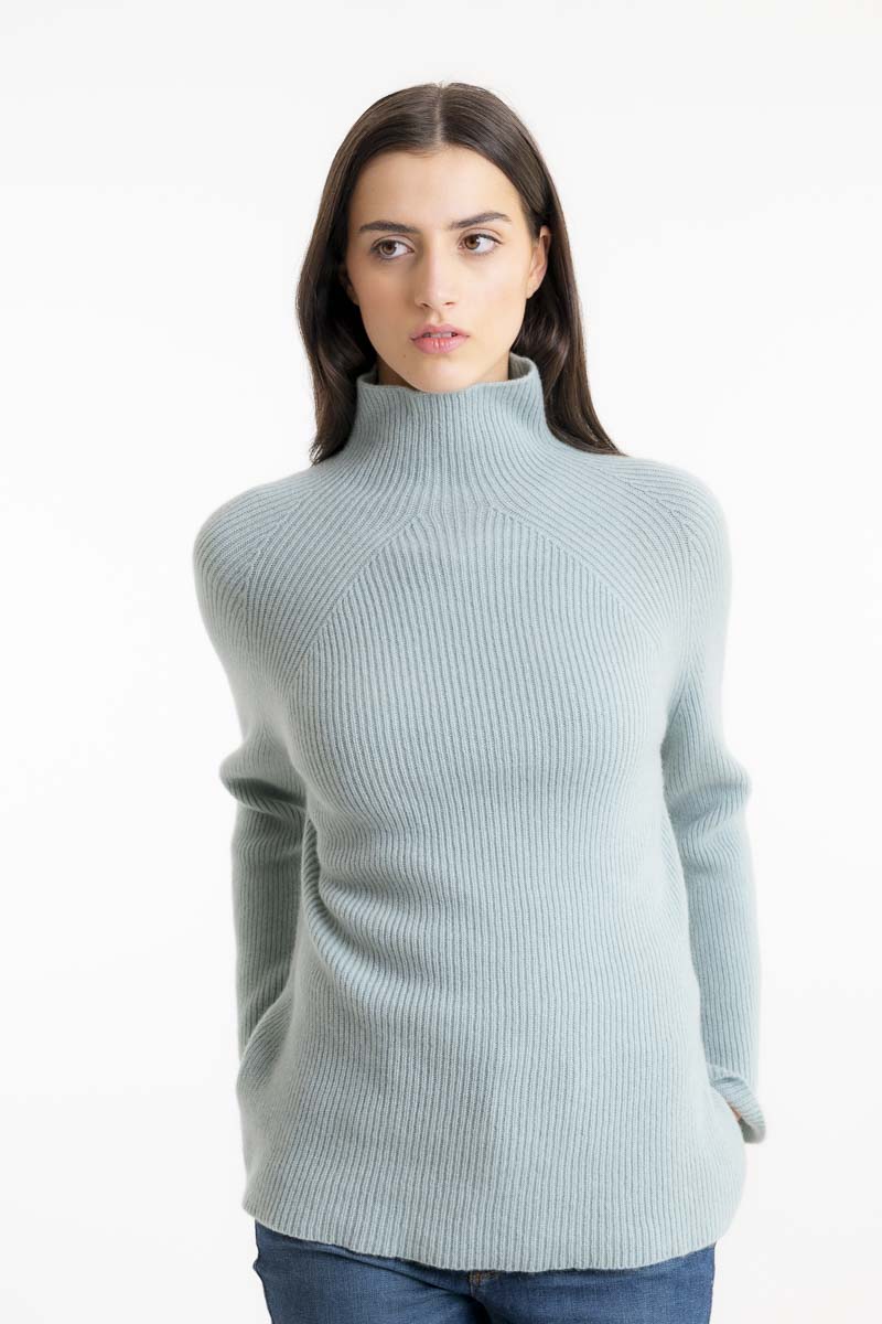 Gerippter Kaschmirpullover Mint