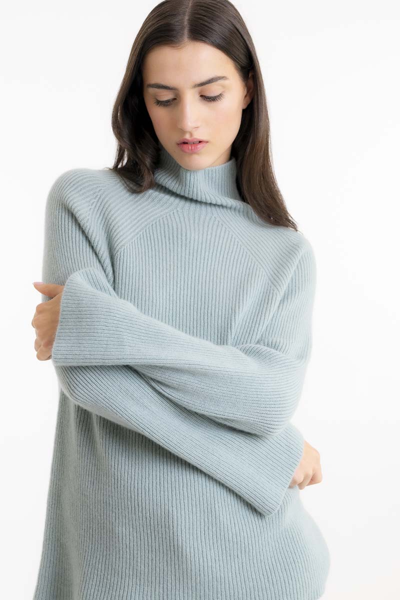 Gerippter Kaschmirpullover Mint