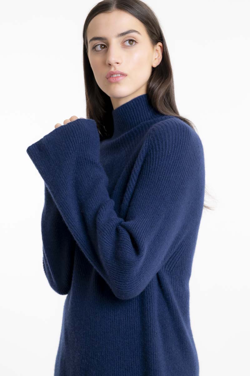 Ribbed Cashmere Sweater Navy
