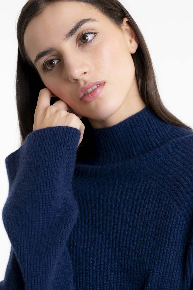 Ribbed Cashmere Sweater Navy
