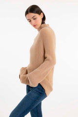 Gerippter Kaschmirpullover Sand