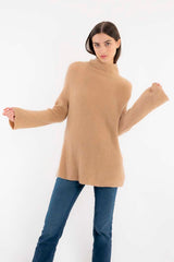 Gerippter Kaschmirpullover Sand