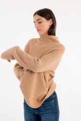 Gerippter Kaschmirpullover Sand