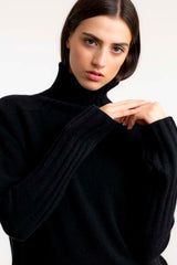 Cashmere Saddle Shoulder Sweater Black