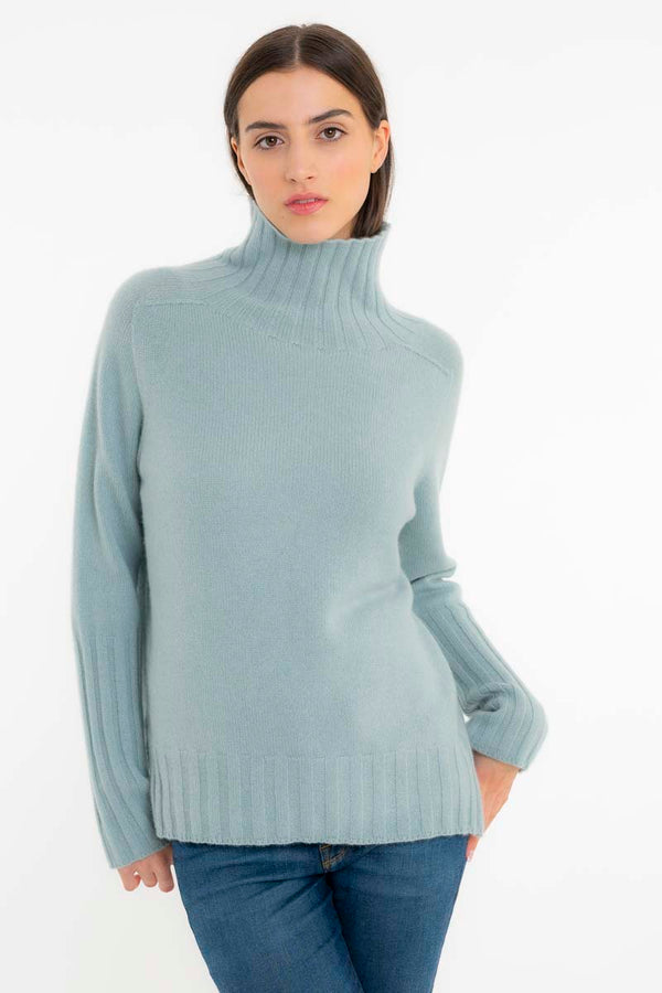 Pull Epaule Selle Cachemire Menthe