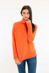 Cashmere Saddle Shoulder Sweater Orange