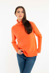 Cashmere Saddle Shoulder Sweater Orange