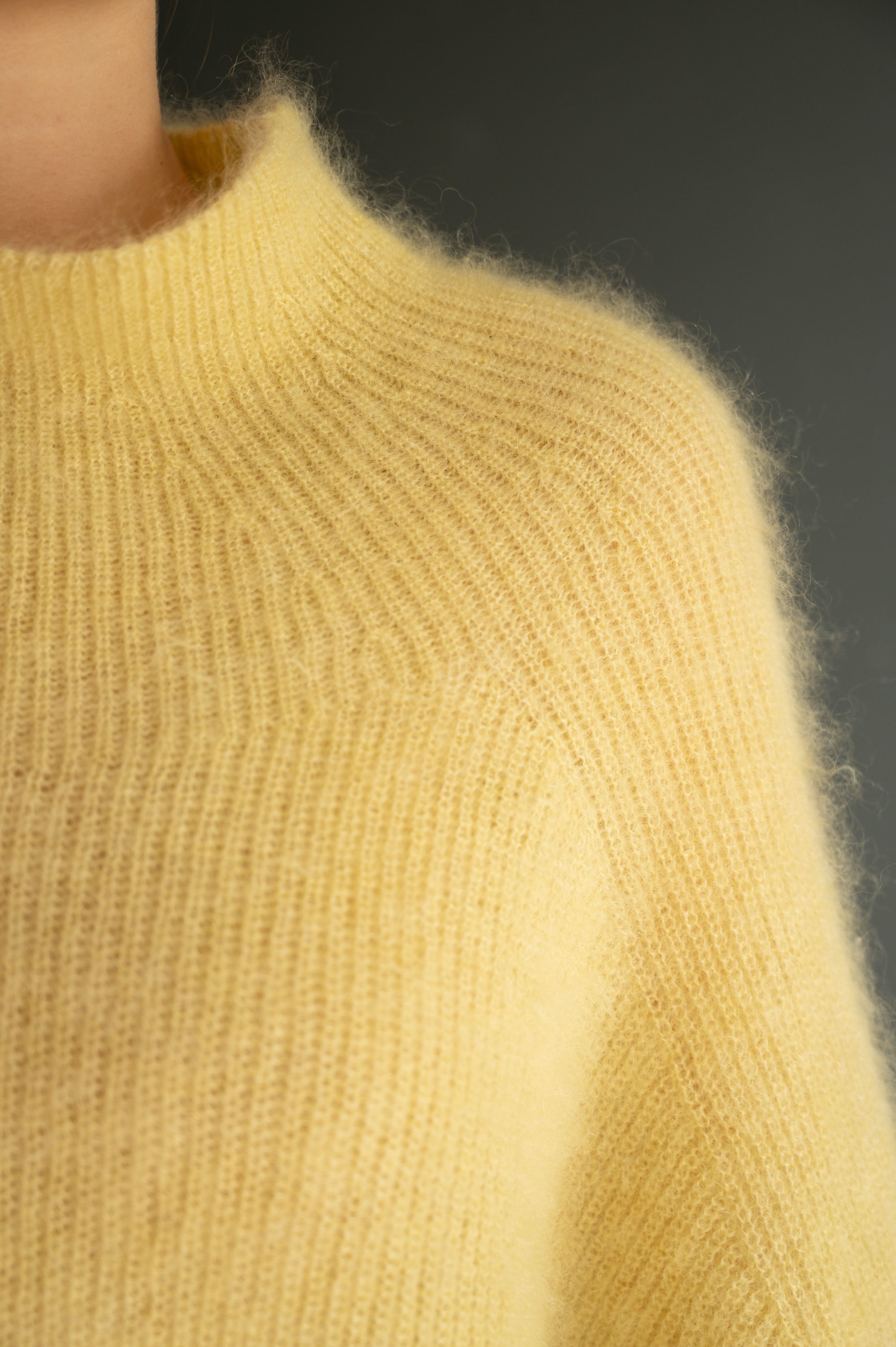 Mohair &amp; silk loose fit sweater in Butter Yellow