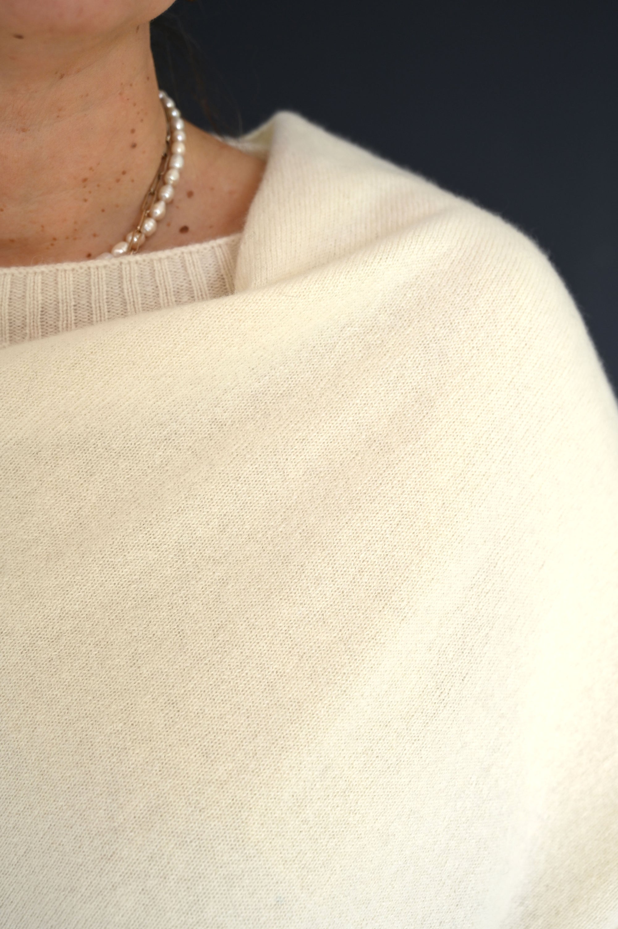 Pure Cashmere Versatile Poncho Ivory White