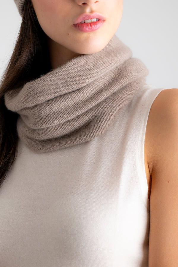 Snood Cachemire Beige Foncé