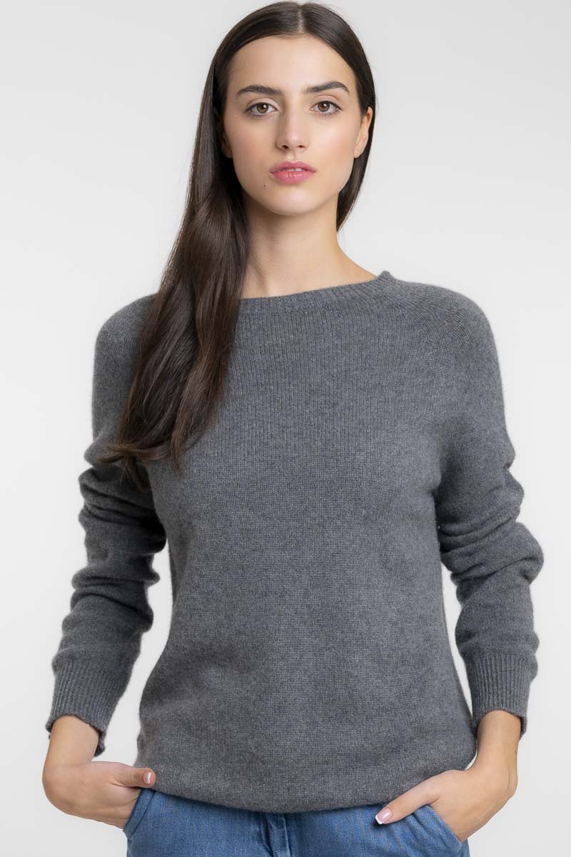 Pull Raglan Cachemire Gris Foncé