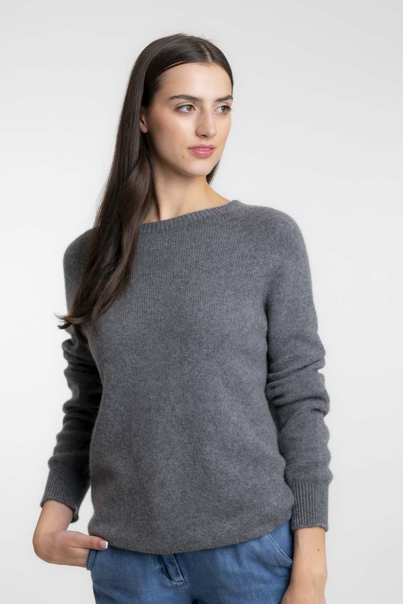 Cashmere Raglan Sweater Dark Grey