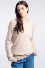 Kaschmir-Raglanpullover Hellbeige