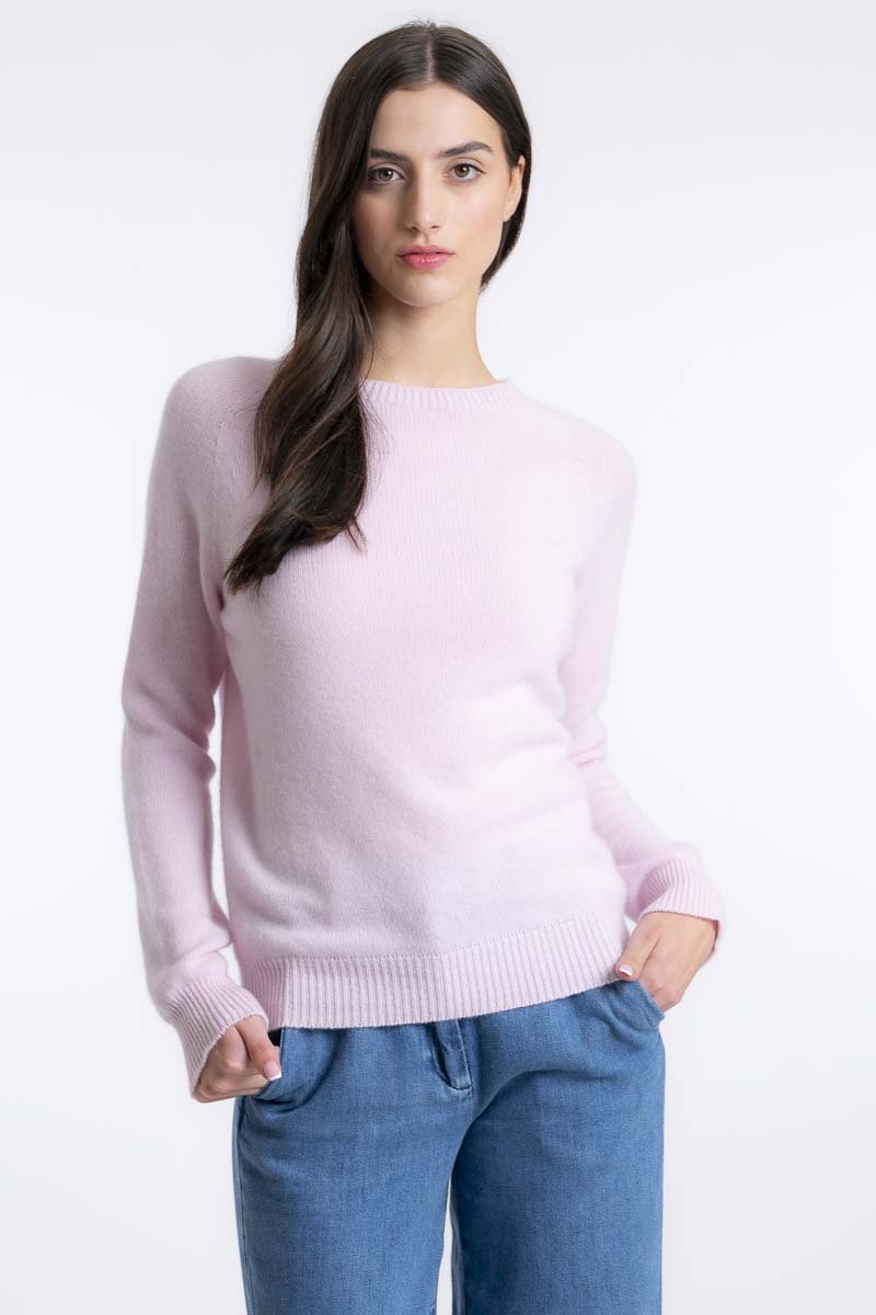 Pull Raglan Cachemire Rose Clair