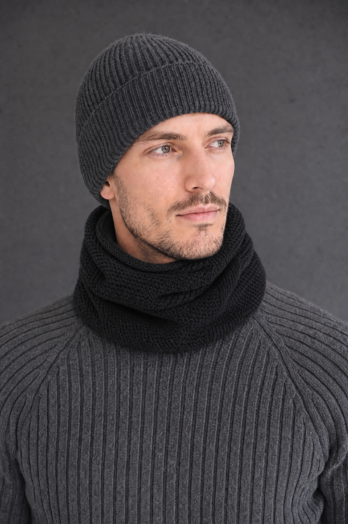 Men's Merino Wool Snood Black