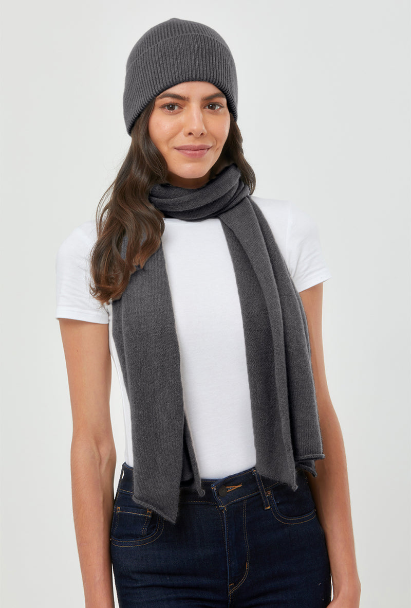 Bundle: Cashmere Scarf & Fisherman Style Hat